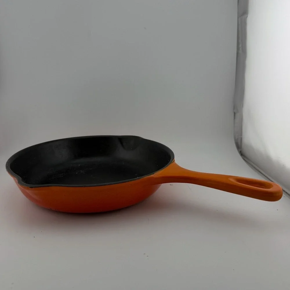 Le Creuset 8in Orange Flame Enameled Cast Iron Skillet Fry Pan 20 France